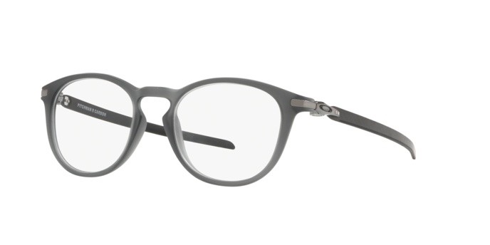 Brillen Oakley Pitchman r carbon OX 8149 (814902) farbe satin grey smoke form rund gläser clear