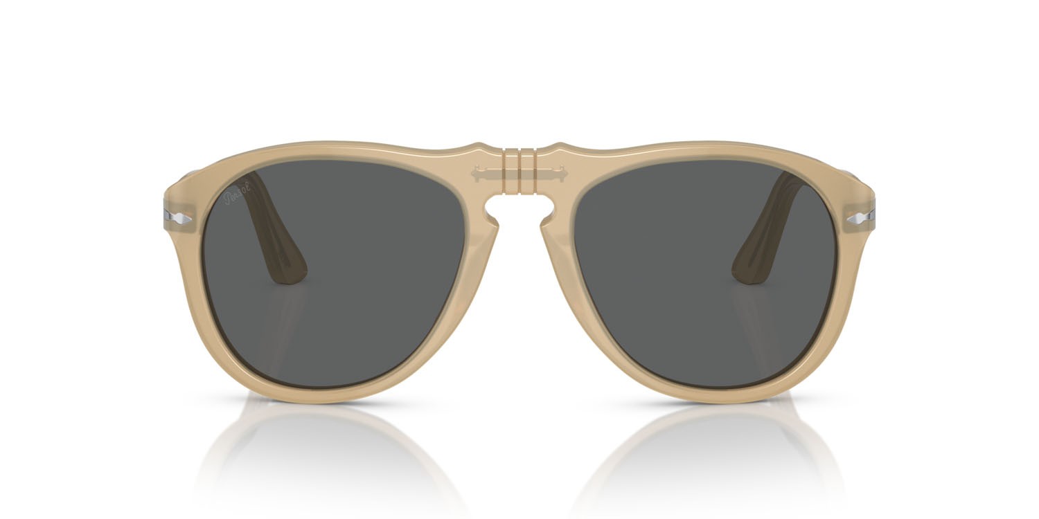 Occhiali da sole Persol PO 0649 (1169B1) colore beige opalino forma aviator lenti grigio scuro