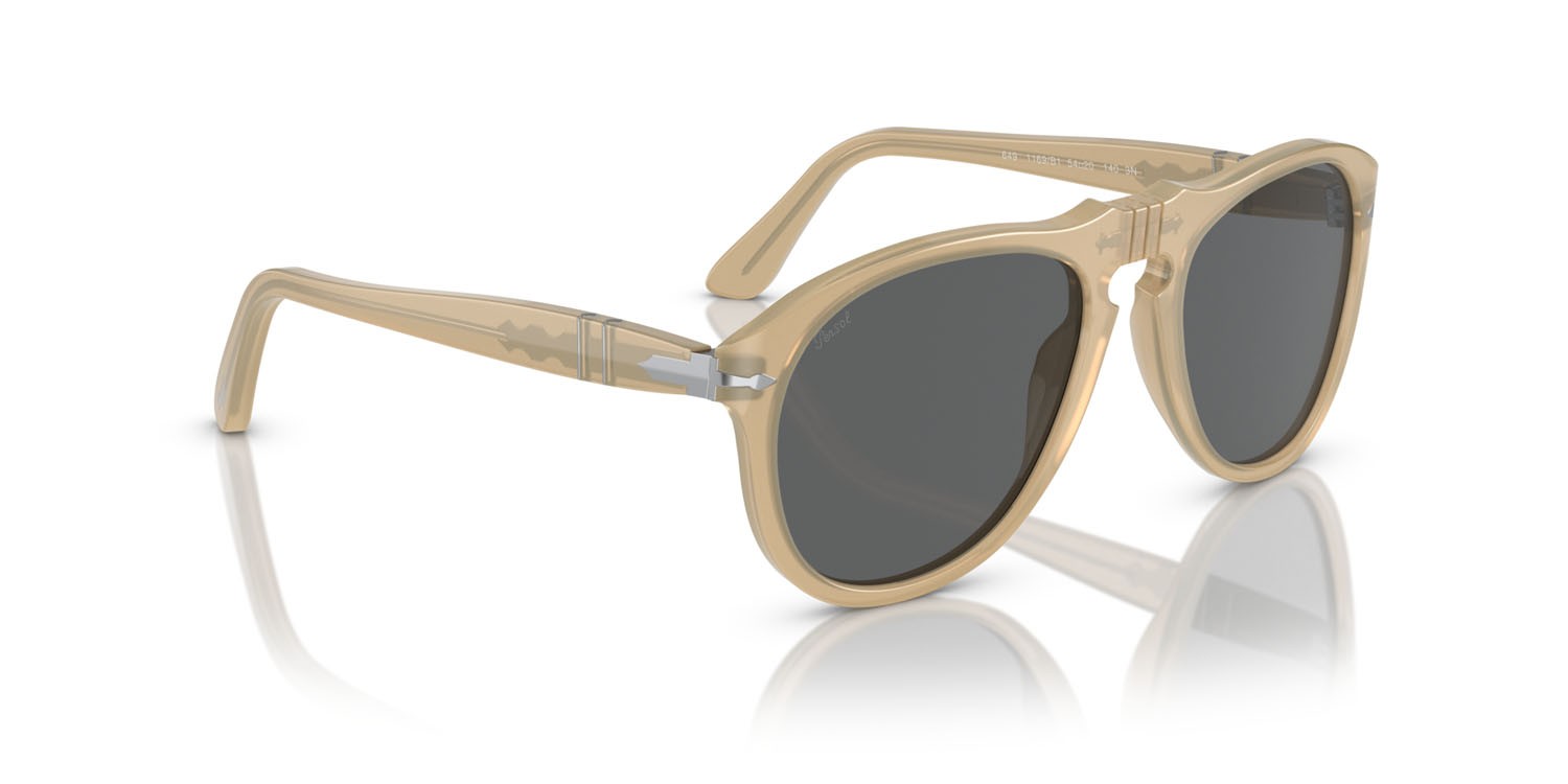 Occhiali da sole Persol PO 0649 (1169B1) colore beige opalino forma aviator lenti grigio scuro