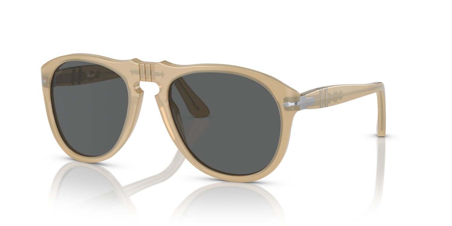 Occhiali da sole Persol PO 0649 (1169B1) colore beige opalino forma aviator lenti grigio scuro