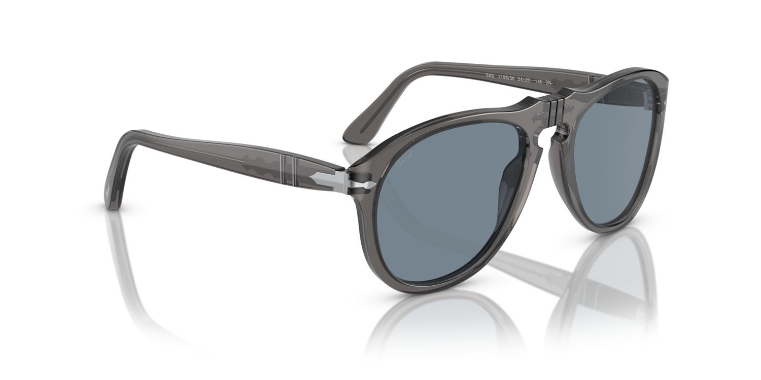 Occhiali da sole Persol PO 0649 (119656) colore grigio trasparente forma aviator lenti blu