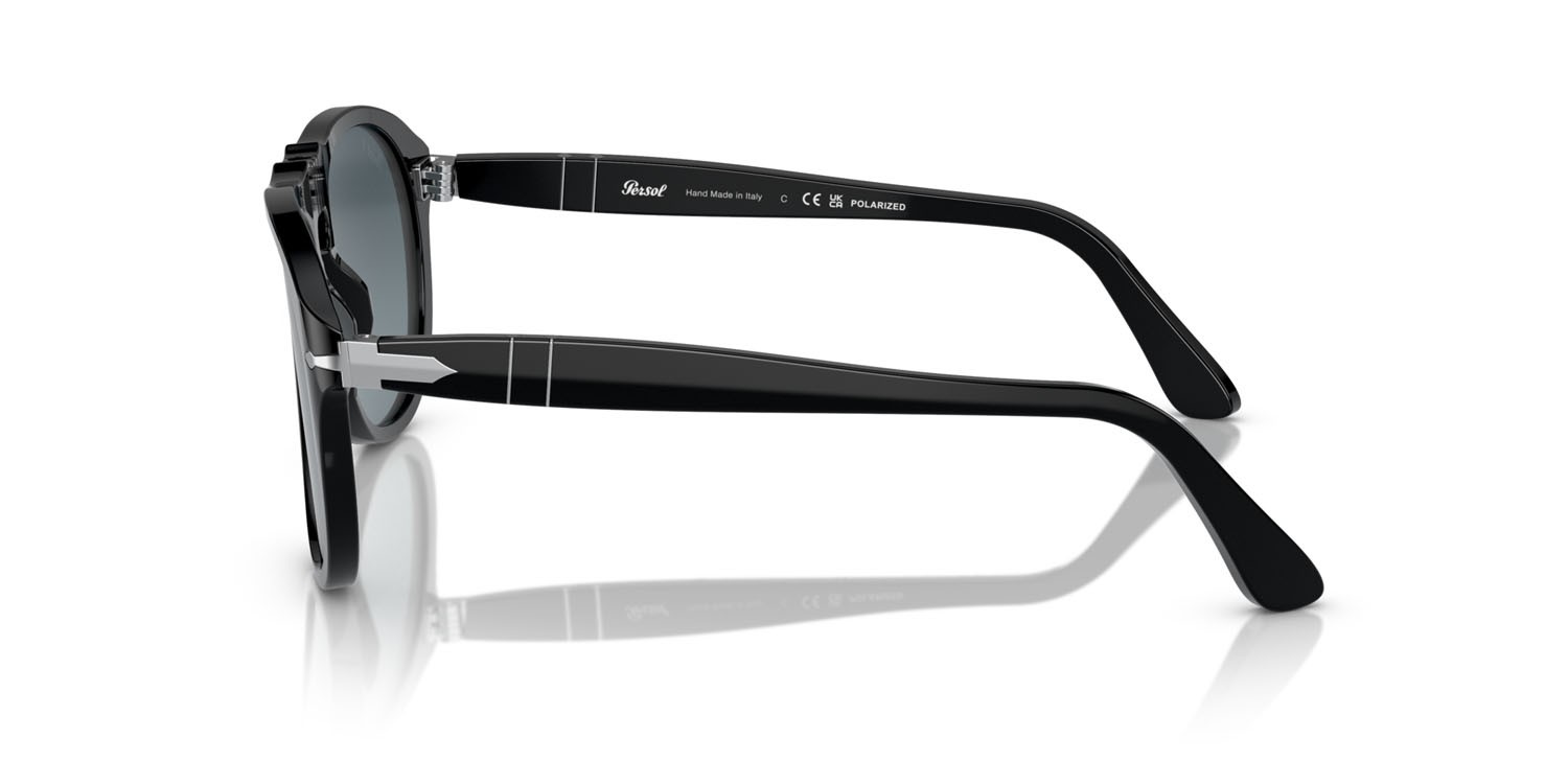 Occhiali da sole Persol PO 0649 (95/S3) colore nero forma aviator lenti light blue gradient dark blue polar