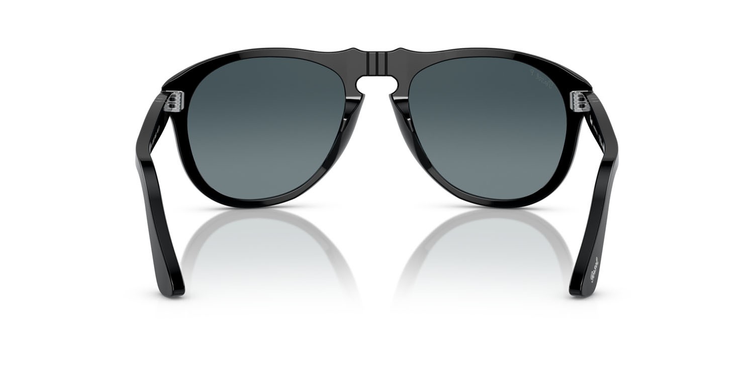 Occhiali da sole Persol PO 0649 (95/S3) colore nero forma aviator lenti light blue gradient dark blue polar