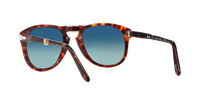 Sunglasses Persol Folding PO 0714 (24/S3) color havana shape aviator lenses crystal blue gradient polar