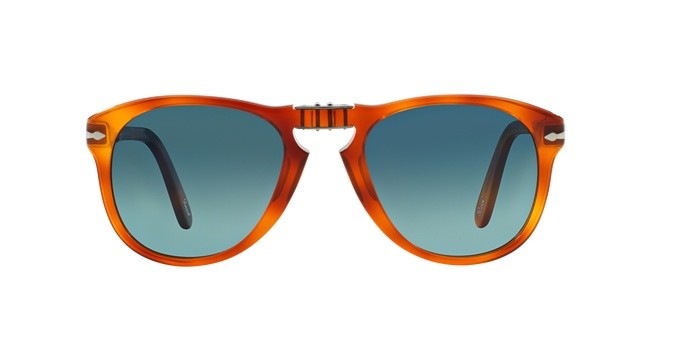 Sonnenbrillen Persol Steve McQueen PO 0714SM (96/S3) farbe havana chiaro form aviator gläser polar blu sfumate