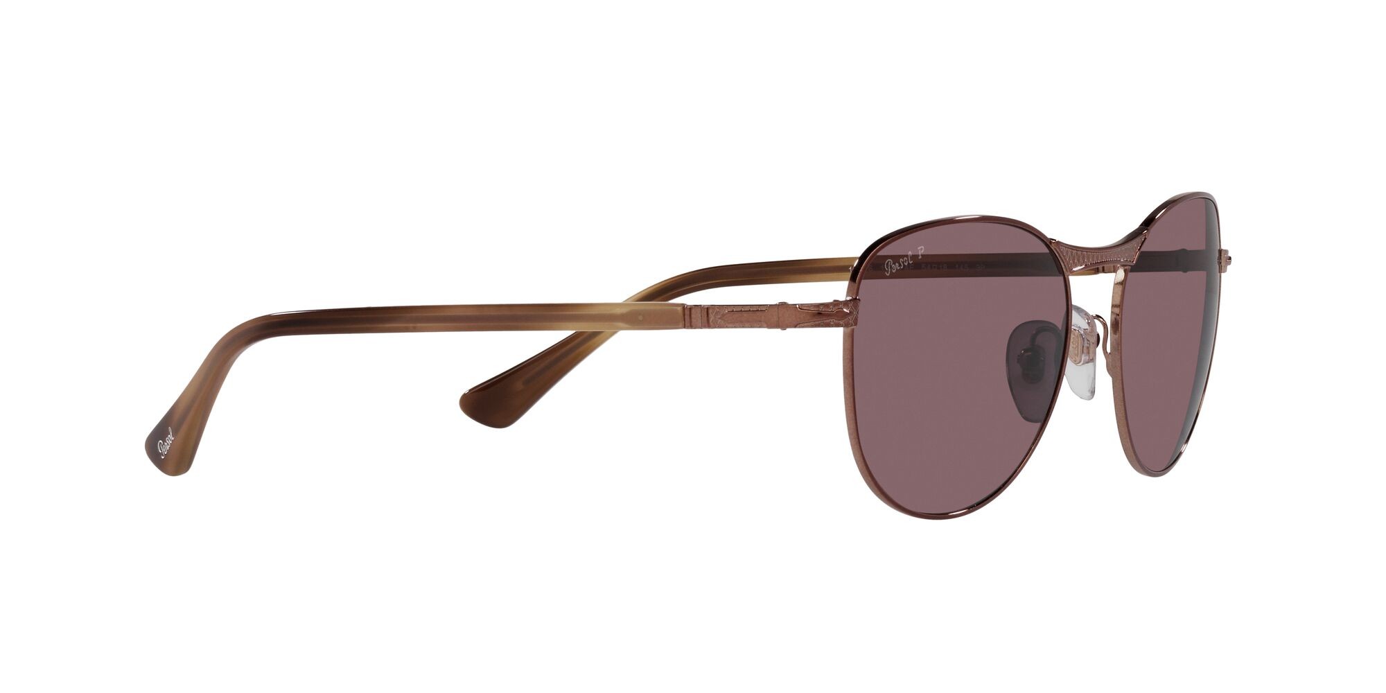 Occhiali da sole Persol PO 1002S (1124AF) colore marrone lucido forma pantos lenti polarizzata violetto scuro
