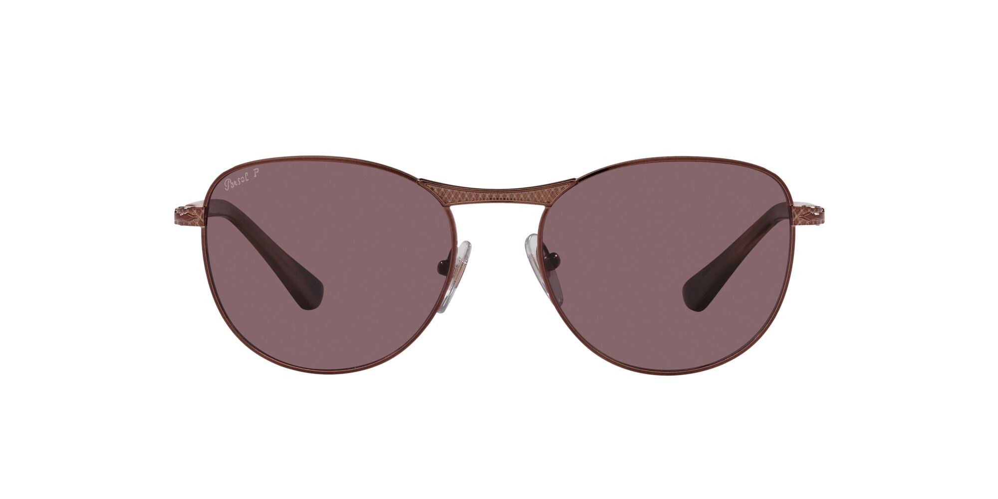 Occhiali da sole Persol PO 1002S (1124AF) colore marrone lucido forma pantos lenti polarizzata violetto scuro