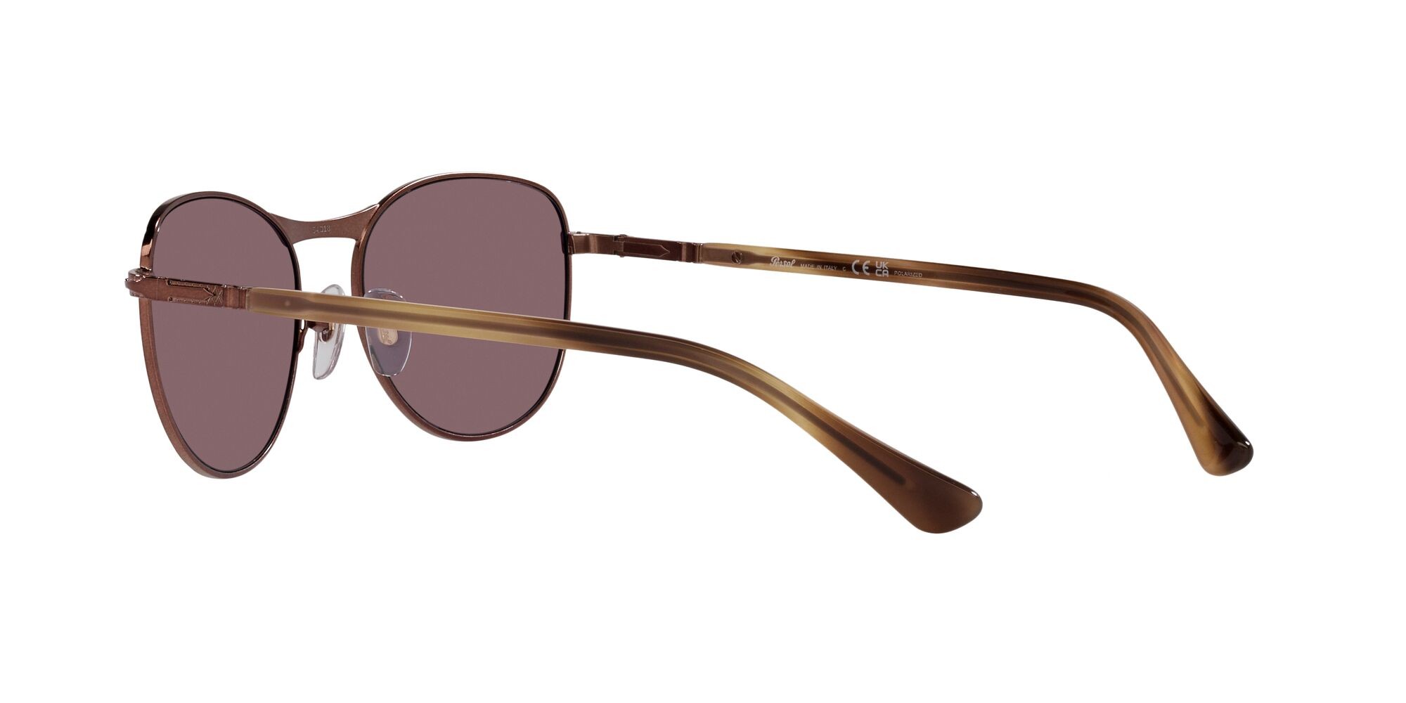 Occhiali da sole Persol PO 1002S (1124AF) colore marrone lucido forma pantos lenti polarizzata violetto scuro