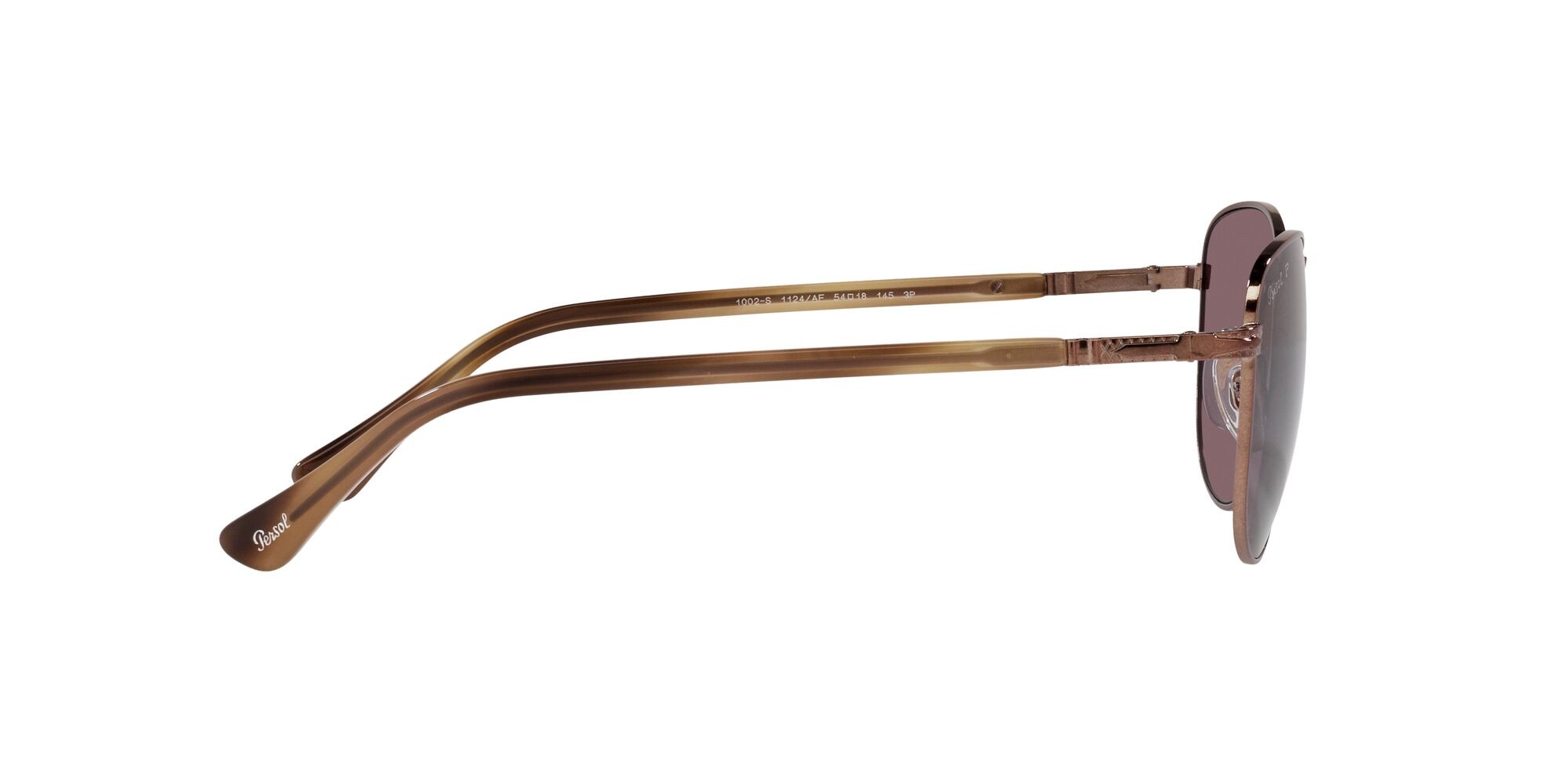 Occhiali da sole Persol PO 1002S (1124AF) colore marrone lucido forma pantos lenti polarizzata violetto scuro