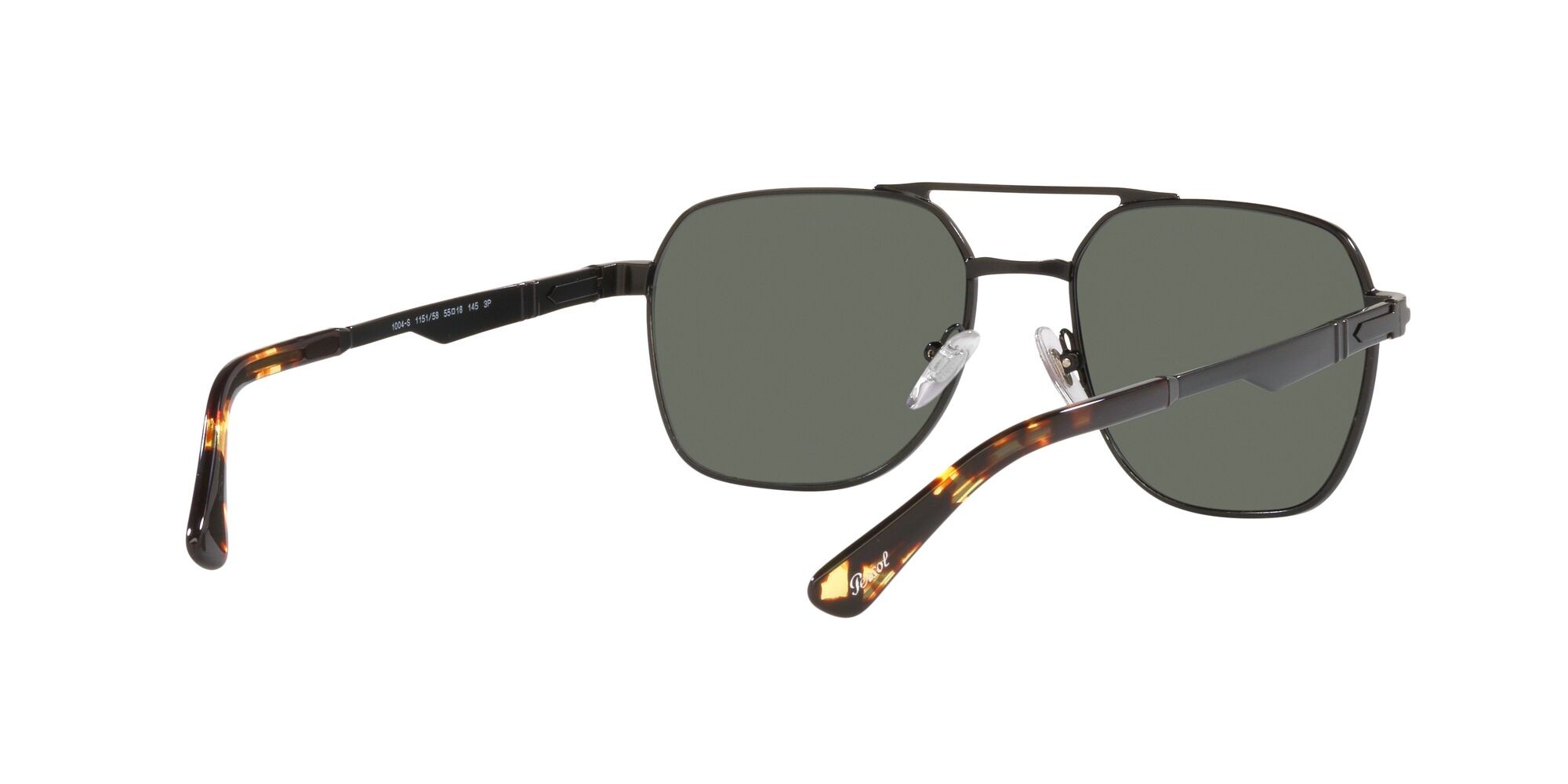 Occhiali da sole Persol PO 1004S (115158) colore nero semi-lucido forma quadrato lenti polarized verde