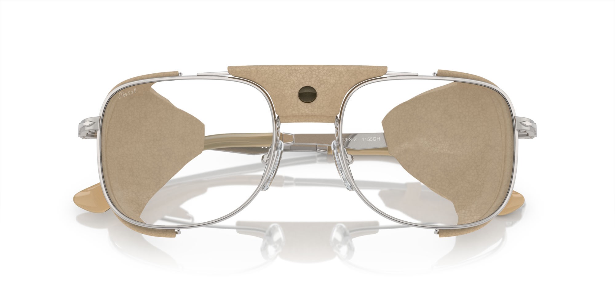 Occhiali da sole Persol PO 1013SZ (1155GH) colore argento forma rettangolare lenti transitions 8 grigio