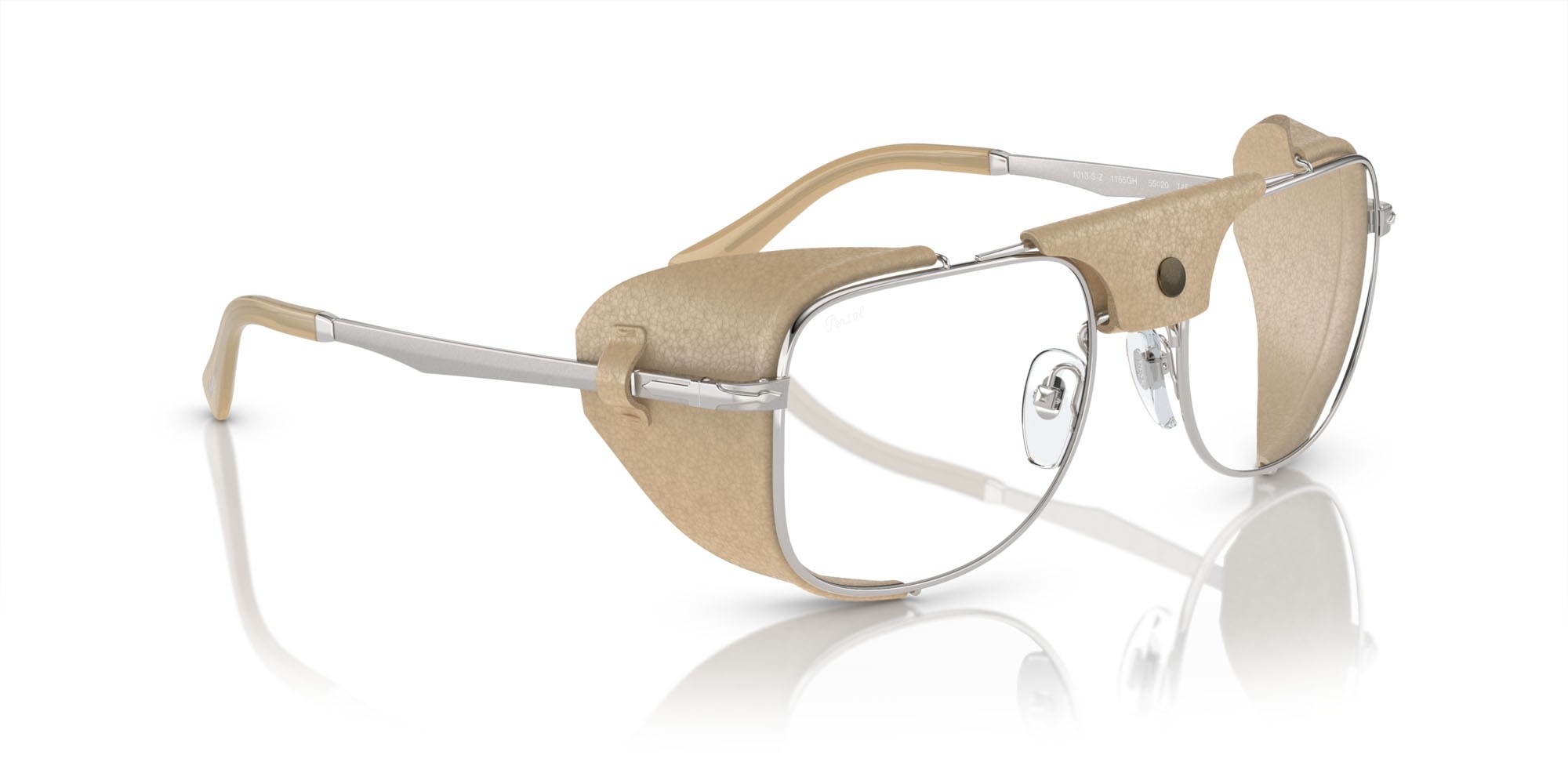 Occhiali da sole Persol PO 1013SZ (1155GH) colore argento forma rettangolare lenti transitions 8 grigio