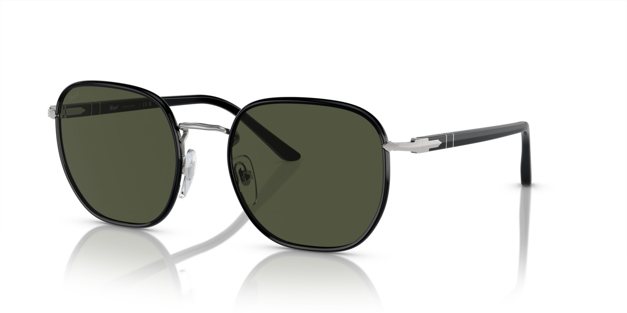 Occhiali da sole Persol PO 1015SJ (112531) colore argento / nero forma irregolare lenti verde