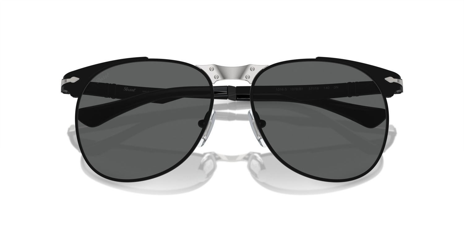 Sonnenbrillen Persol PO 1016S (1078B1) farbe nero form aviator gläser grigio scuro