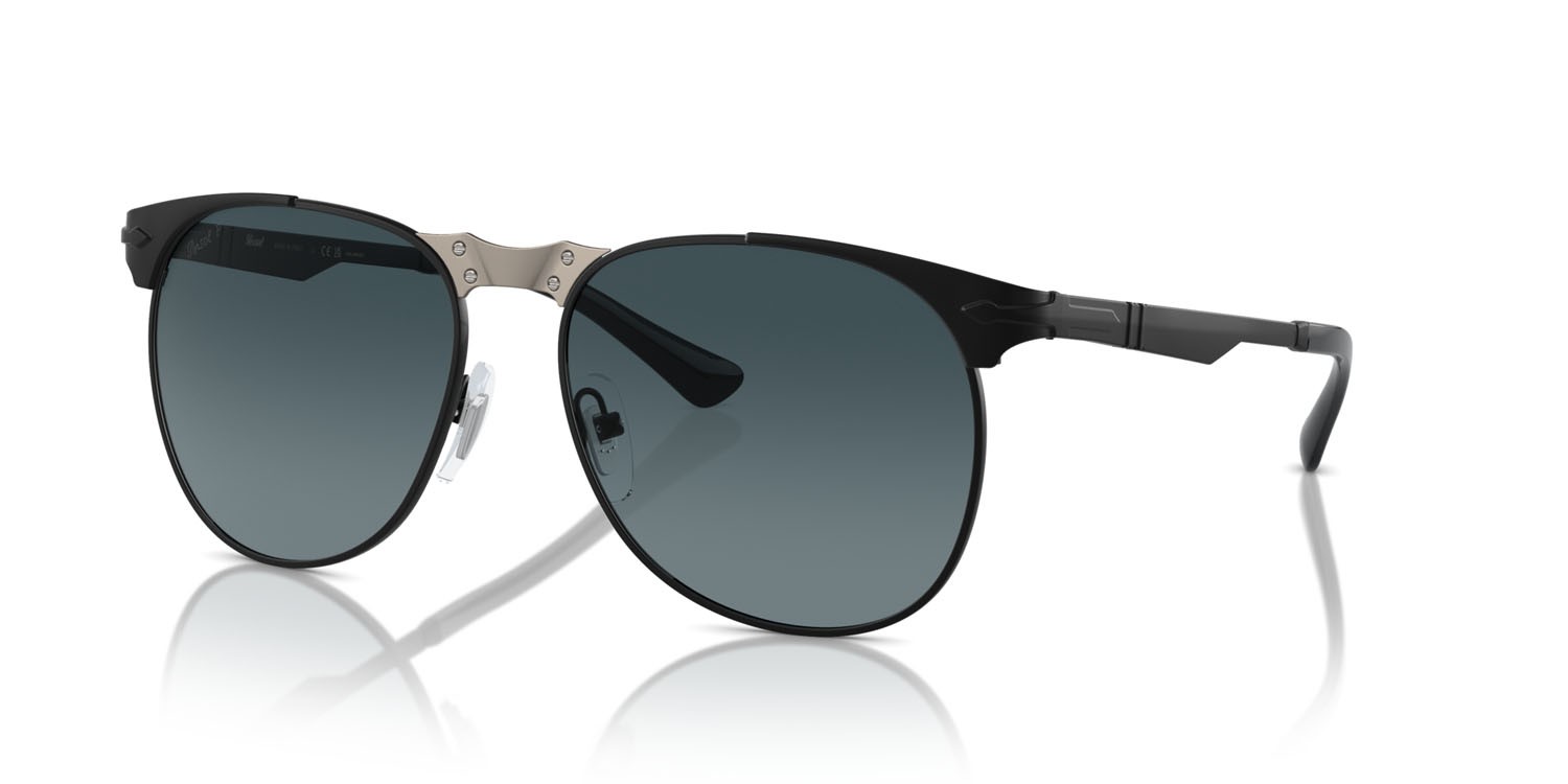 Occhiali da sole Persol PO 1016S (1130S3) colore nero forma aviator lenti polar gradient dark blue