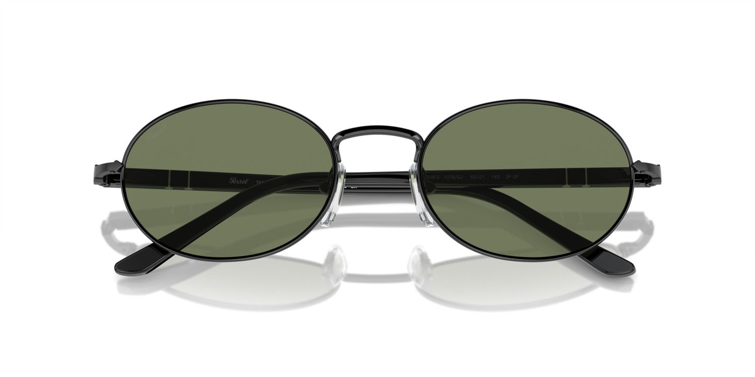 Occhiali da sole Persol Ida PO 1018S (1078GJ) colore nero forma ovale lenti transitions clear to green
