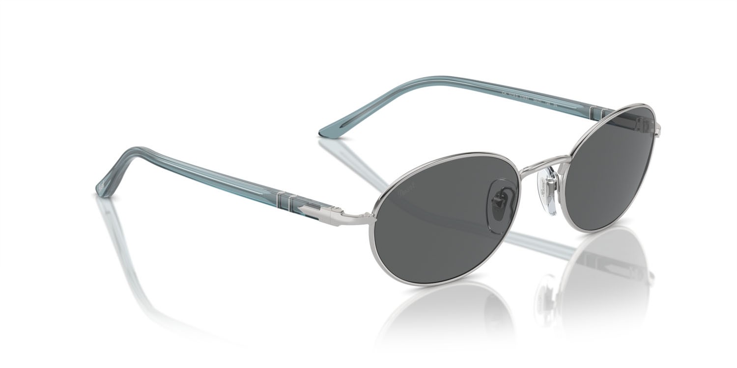 Occhiali da sole Persol Ida PO 1018S (518/B1) colore argento forma ovale lenti grigio scuro