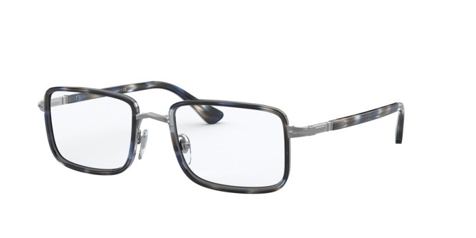 Brillen Persol PO 2473V (1099) farbe gunmetal & blue grid form rechteckig gläser demo lens