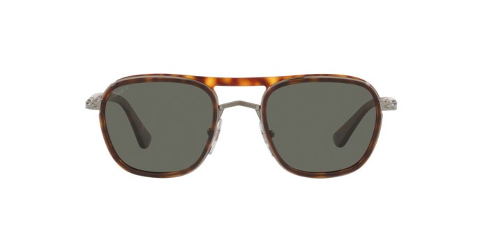 Sunglasses Persol PO 2484S (114458) color gunmetal-havana shape square lenses green polar
