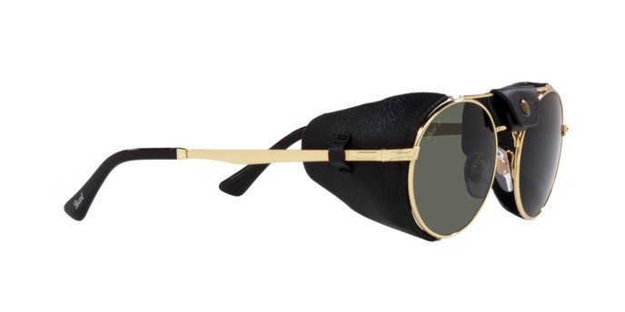 Sunglasses Persol PO 2496SZ (114958) color gold shape round lenses green polar