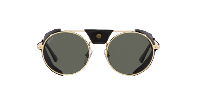 Sunglasses Persol PO 2496SZ (114958) color gold shape round lenses green polar