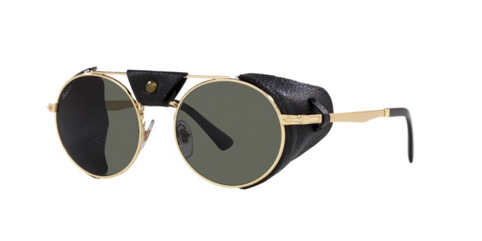Sunglasses Persol PO 2496SZ (114958) color gold shape round lenses green polar