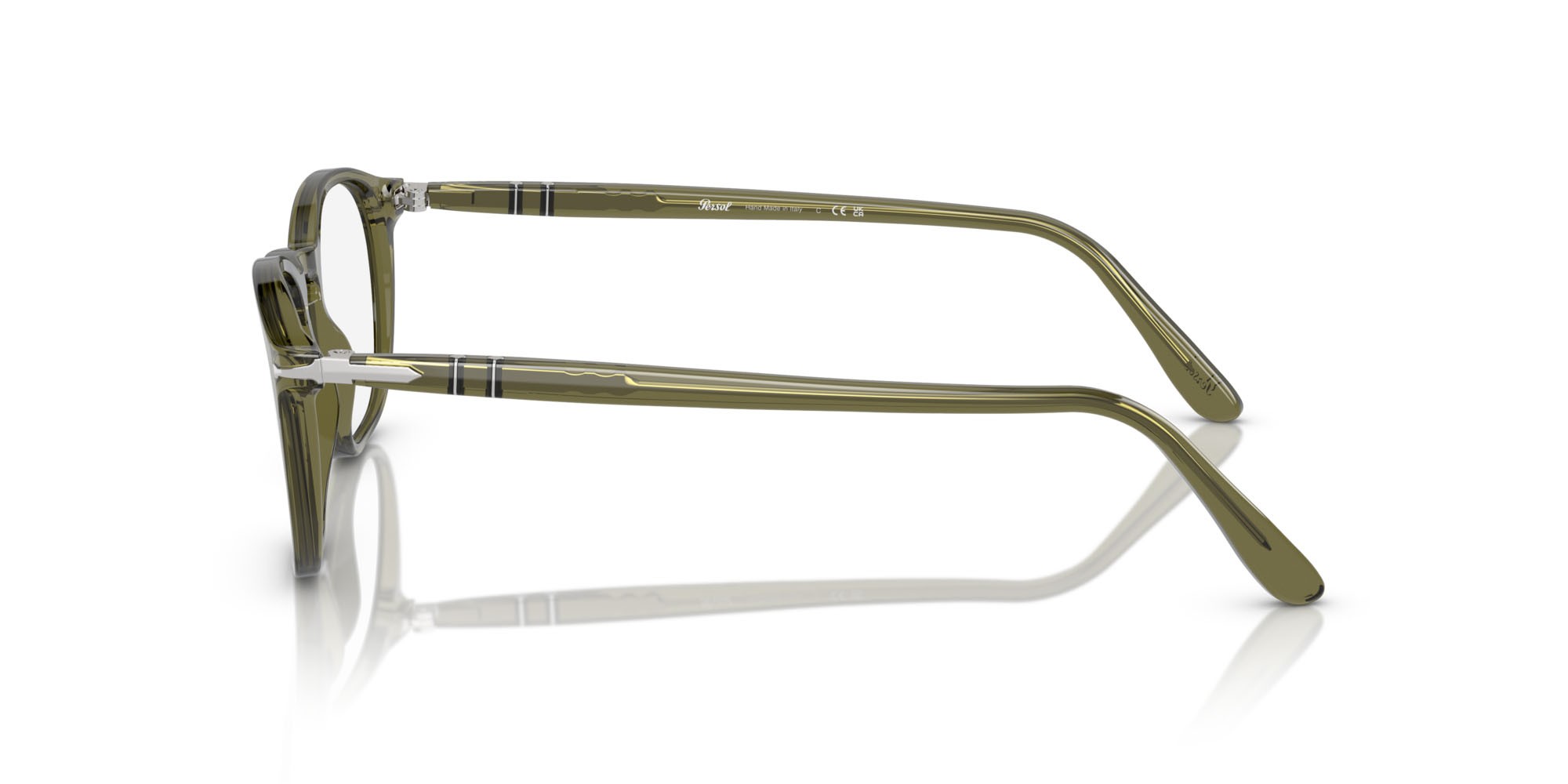 Eyeglasses Persol PO 3007V (1142) color verde oliva trasparente shape square lenses trasparente