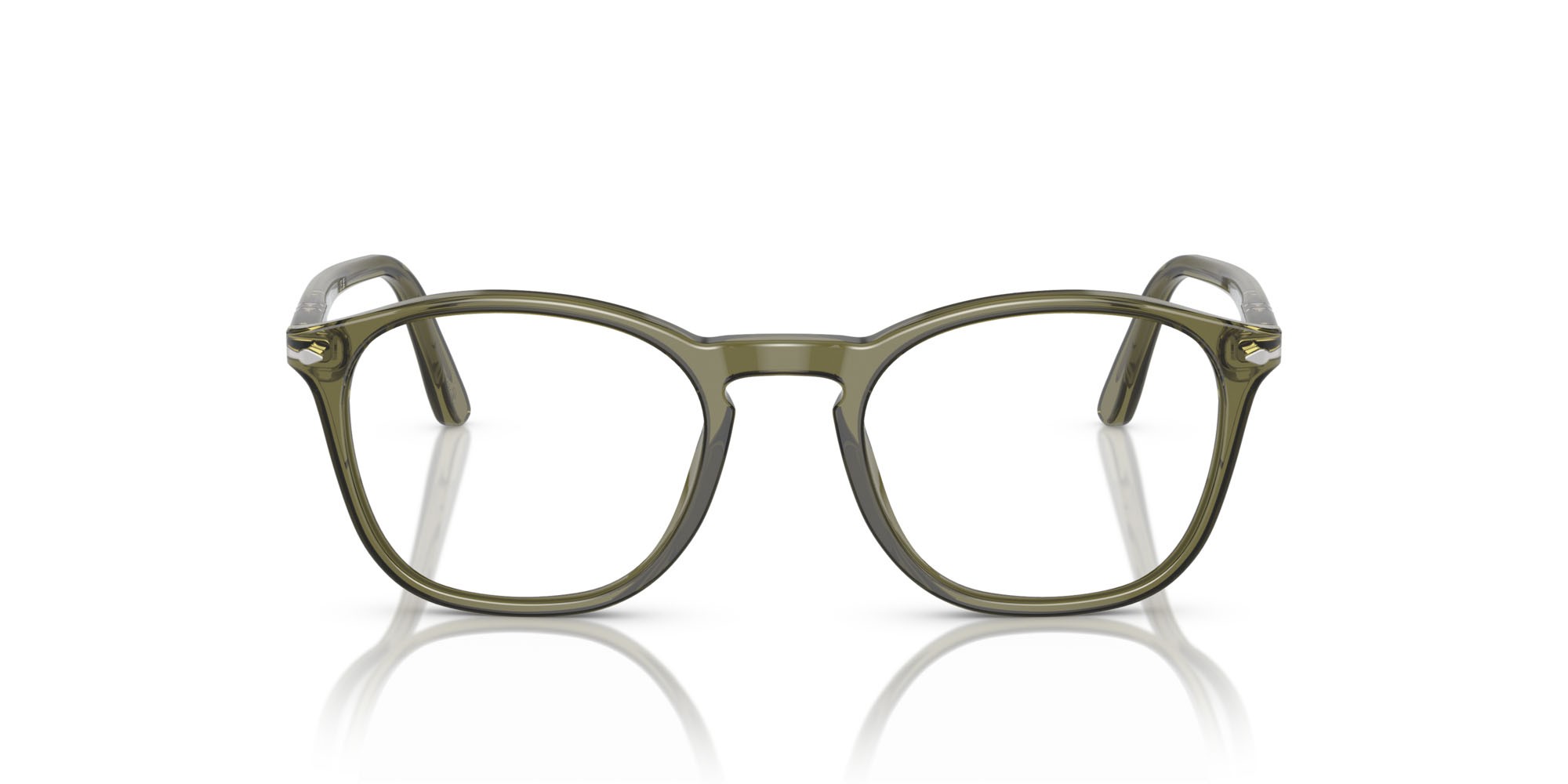 Eyeglasses Persol PO 3007V (1142) color verde oliva trasparente shape square lenses trasparente