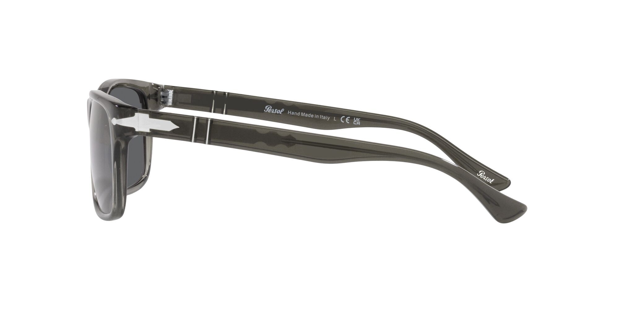 Occhiali da sole Persol PO 3048S (1103B1) colore grigio trasparente forma rettangolare lenti grigio scuro