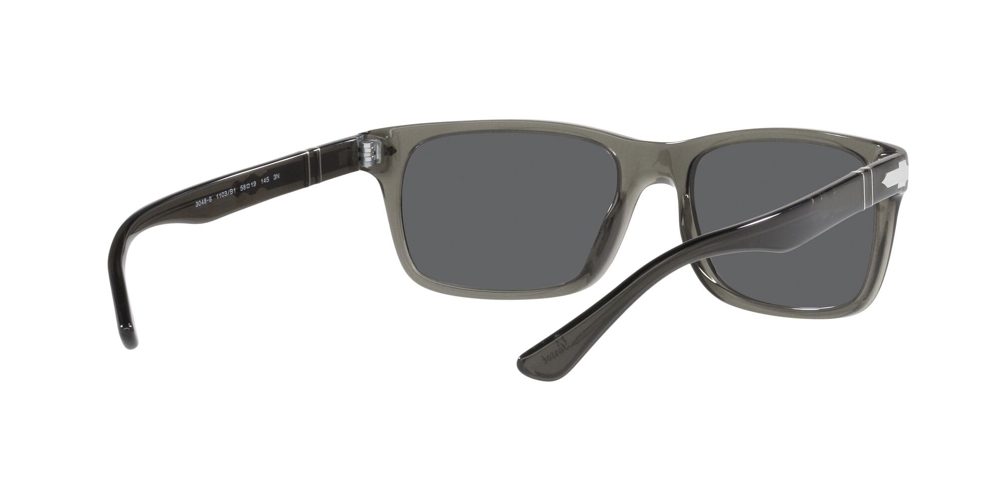 Occhiali da sole Persol PO 3048S (1103B1) colore grigio trasparente forma rettangolare lenti grigio scuro