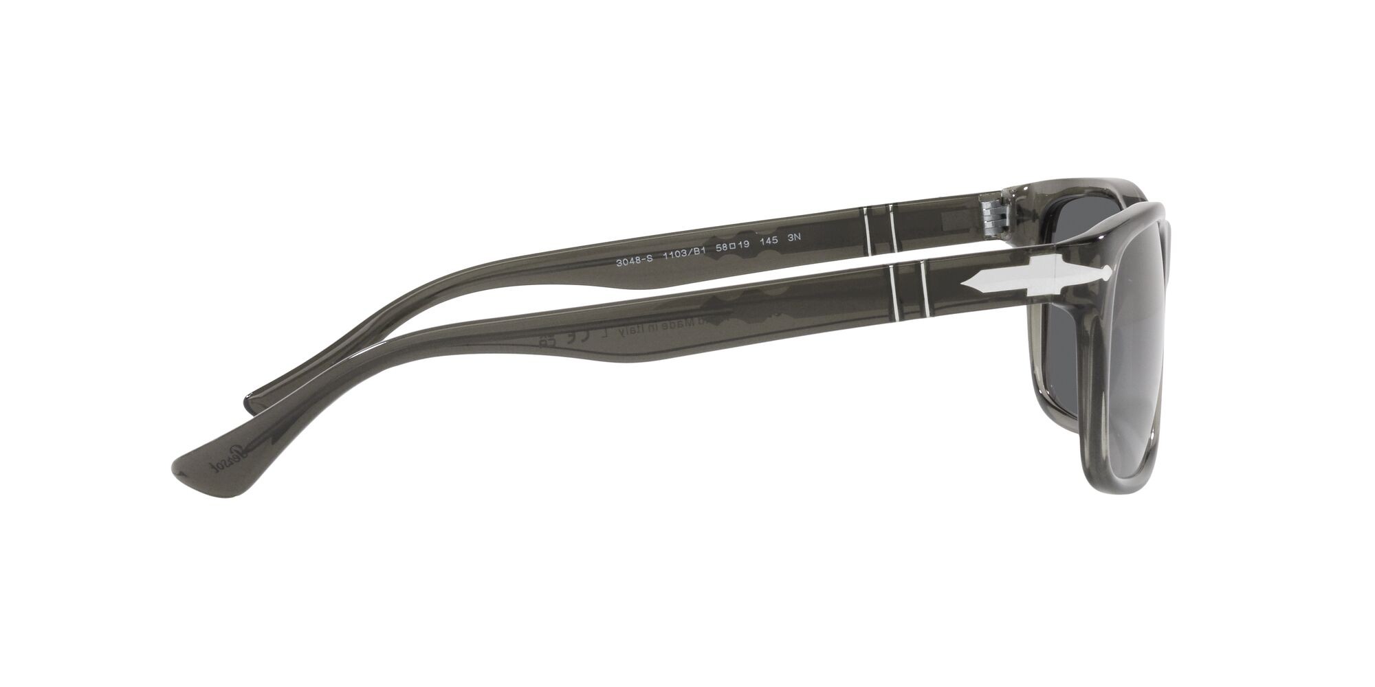 Occhiali da sole Persol PO 3048S (1103B1) colore grigio trasparente forma rettangolare lenti grigio scuro