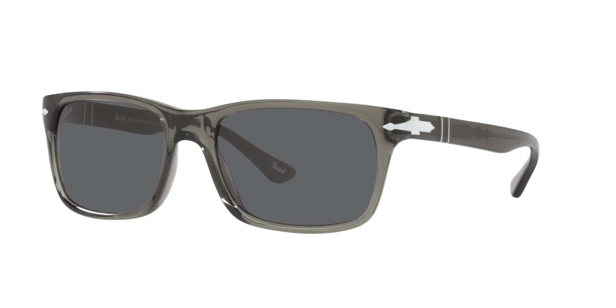 Occhiali da sole Persol PO 3048S (1103B1) colore grigio trasparente forma rettangolare lenti grigio scuro