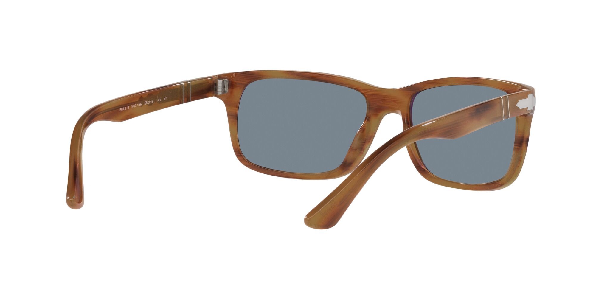 Sonnenbrillen Persol PO 3048S (960/56) farbe striato marrone form rechteckig gläser azzurro