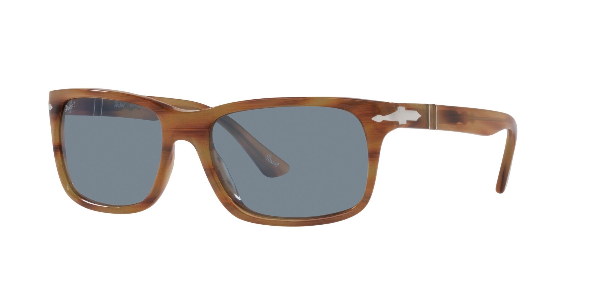 Sonnenbrillen Persol PO 3048S (960/56) farbe striato marrone form rechteckig gläser azzurro