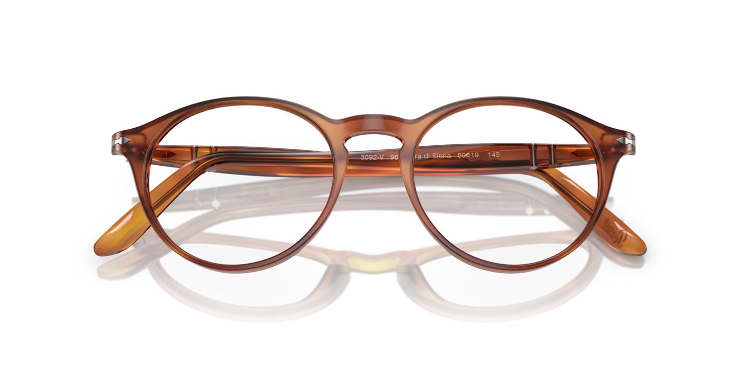 Eyeglasses Persol PO 3092V (96) color terra di siena shape pantos lenses trasparente