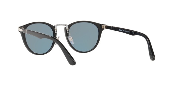 Occhiali da sole Persol PO 3108S (95/56) colore black forma pantos lenti light blue