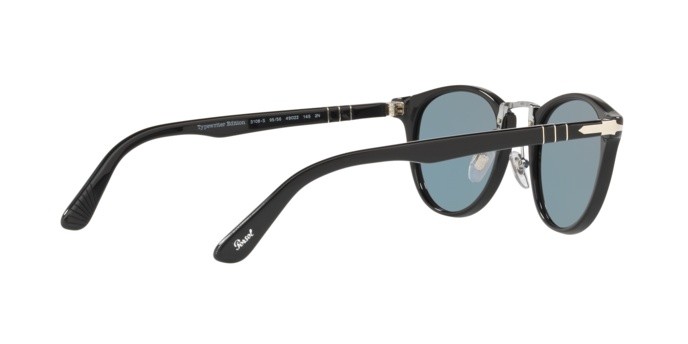 Occhiali da sole Persol PO 3108S (95/56) colore black forma pantos lenti light blue