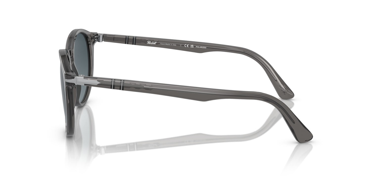 Occhiali da sole Persol PO 3152S (1196S3) colore grigio trasparente forma rotondo lenti light blue gradient dark blue polar