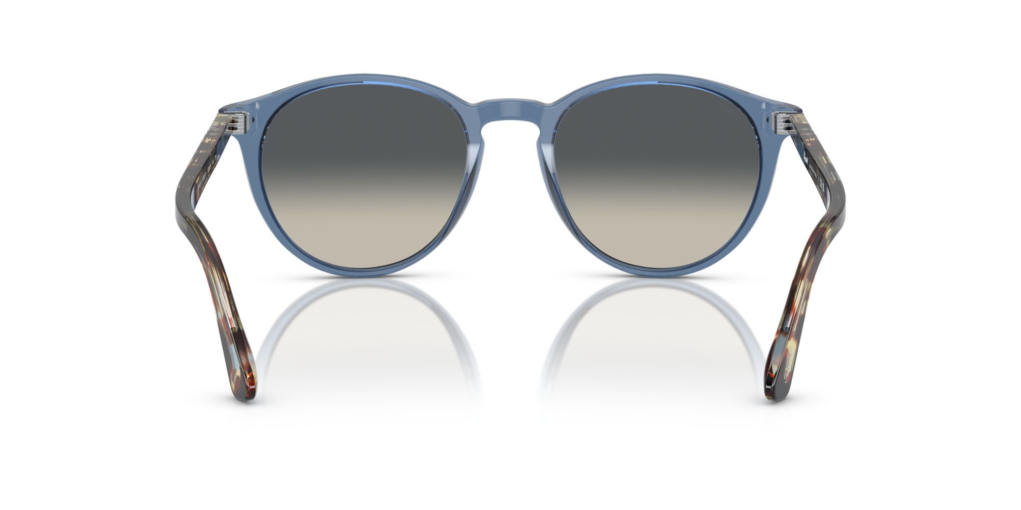 Occhiali da sole Persol PO 3152S (120271) colore blu navy trasparente forma pantos lenti grigio chiaro sfumato grigio scuro