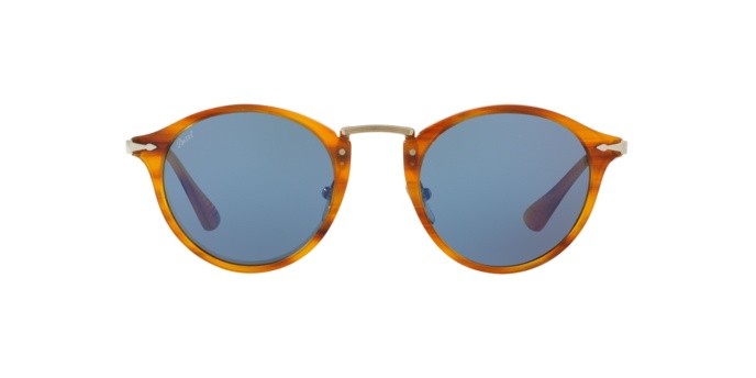 Sunglasses Persol PO 3166S (960/56) color striped brown shape pantos lenses light blue