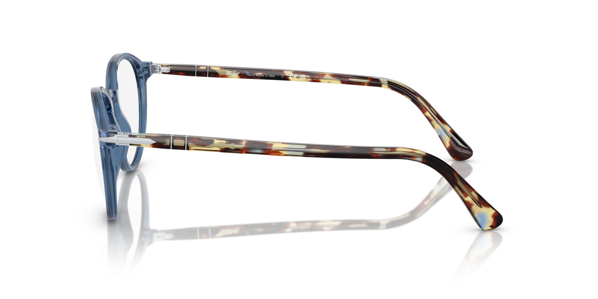 Eyeglasses Persol PO 3218V (1202) color blu navy trasparente shape pantos lenses trasparente