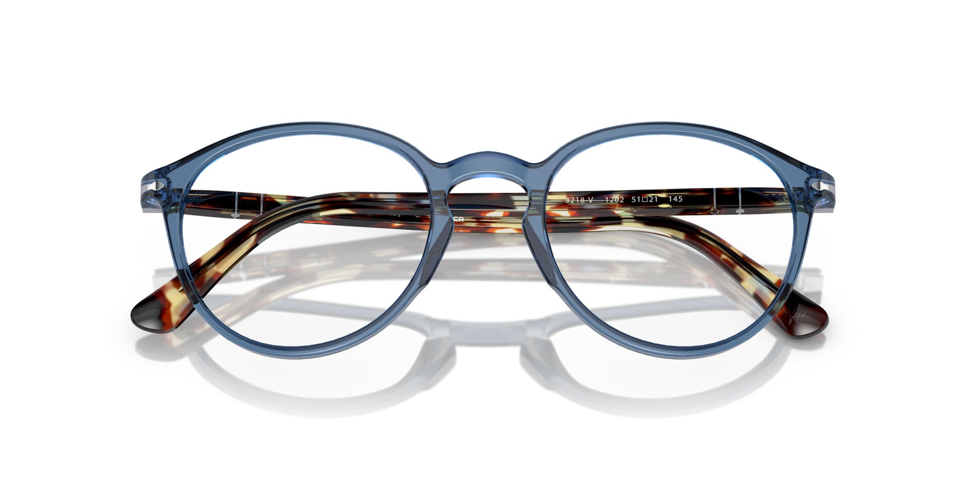 Eyeglasses Persol PO 3218V (1202) color blu navy trasparente shape pantos lenses trasparente