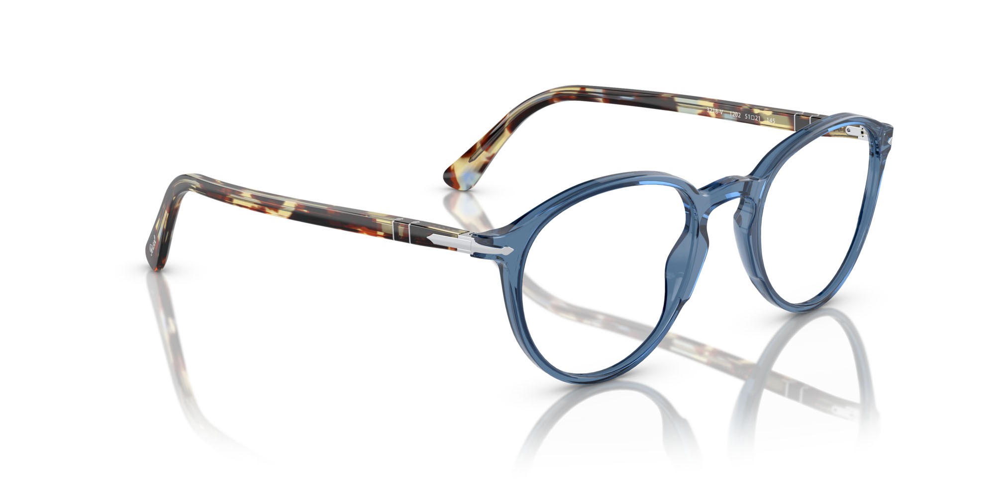 Eyeglasses Persol PO 3218V (1202) color blu navy trasparente shape pantos lenses trasparente