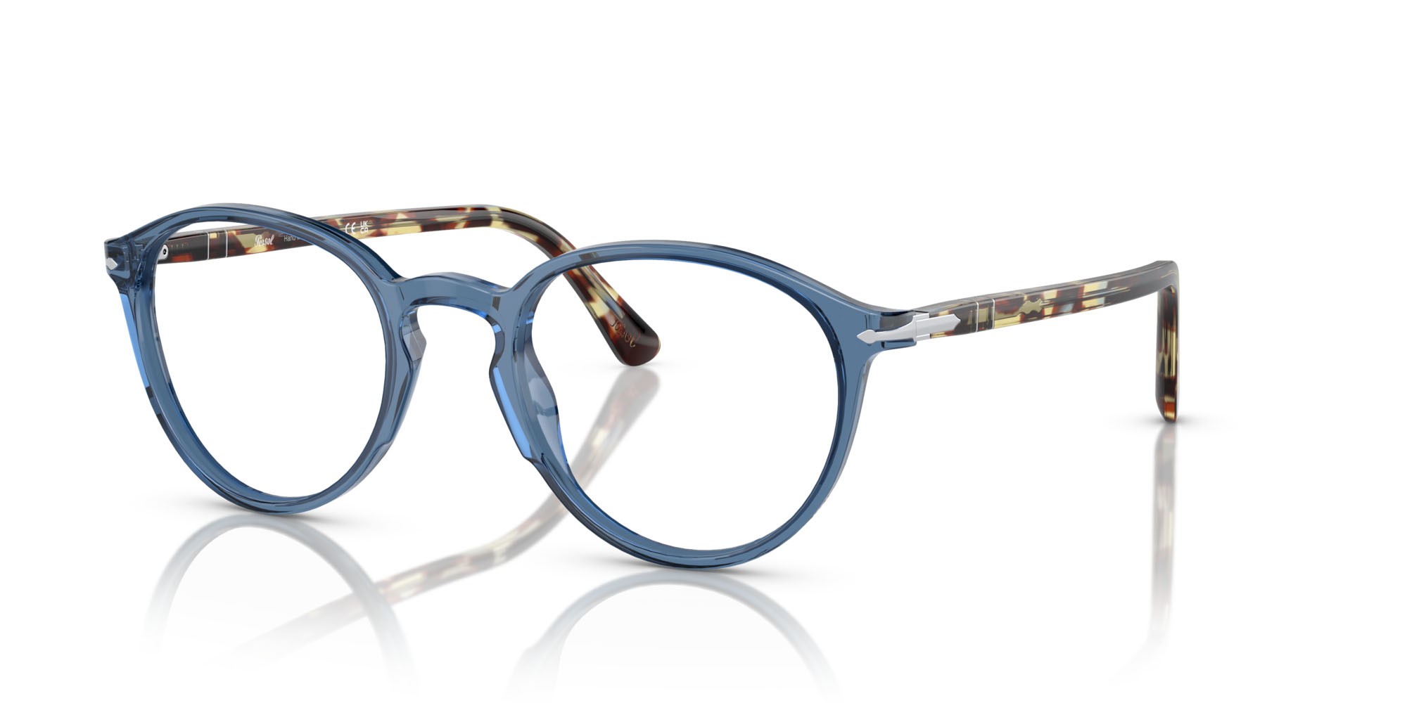 Eyeglasses Persol PO 3218V (1202) color blu navy trasparente shape pantos lenses trasparente