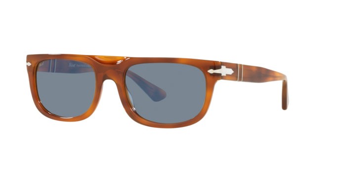 Sonnenbrillen Persol PO 3271S (96/56) farbe terra di siena form rechteckig gläser light blue
