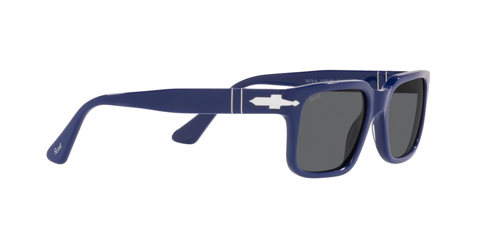 Occhiali da sole Persol PO 3272S (1170B1) colore blu tinta unita forma rettangolare lenti grigio scuro