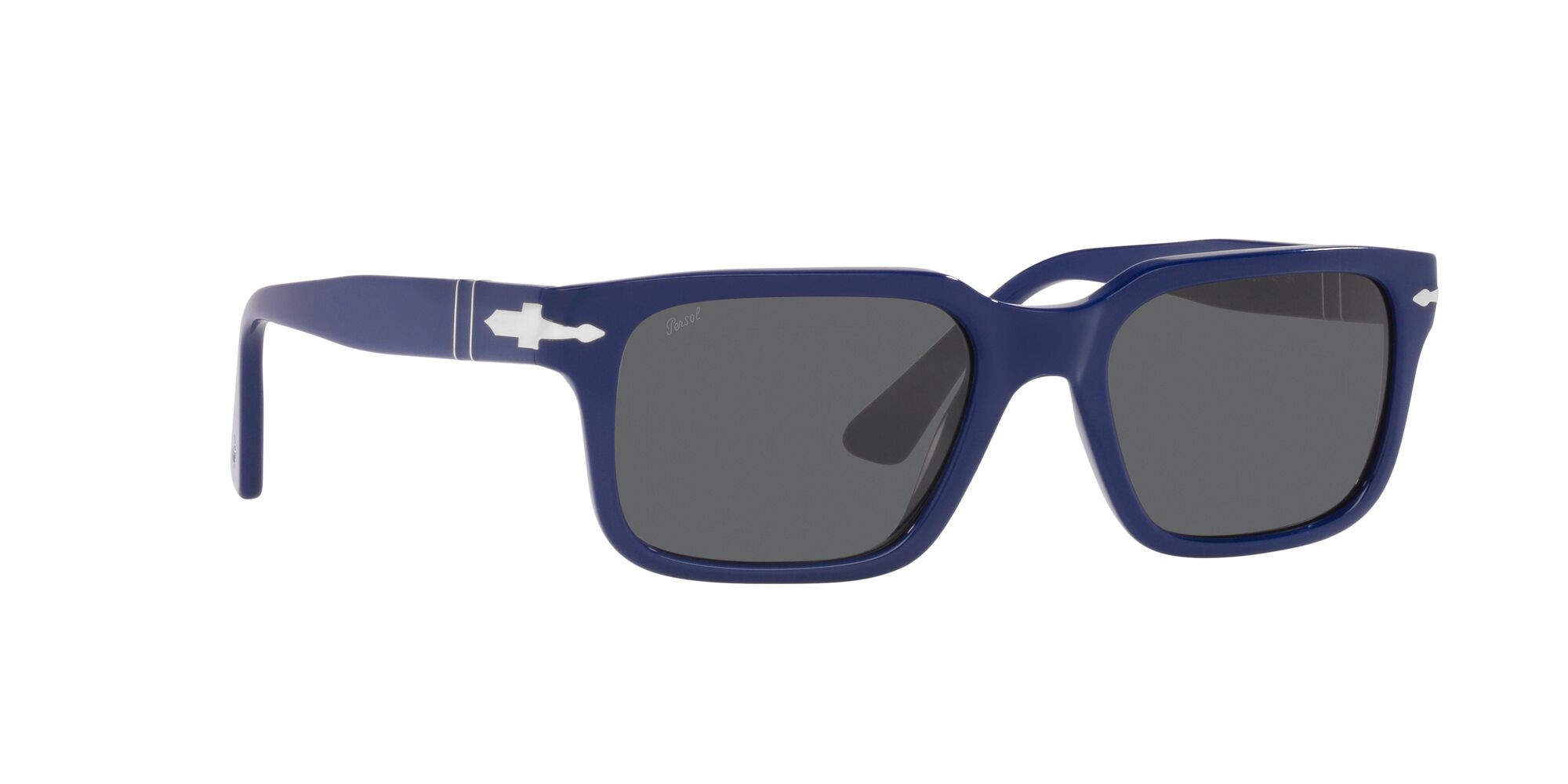 Occhiali da sole Persol PO 3272S (1170B1) colore blu tinta unita forma rettangolare lenti grigio scuro