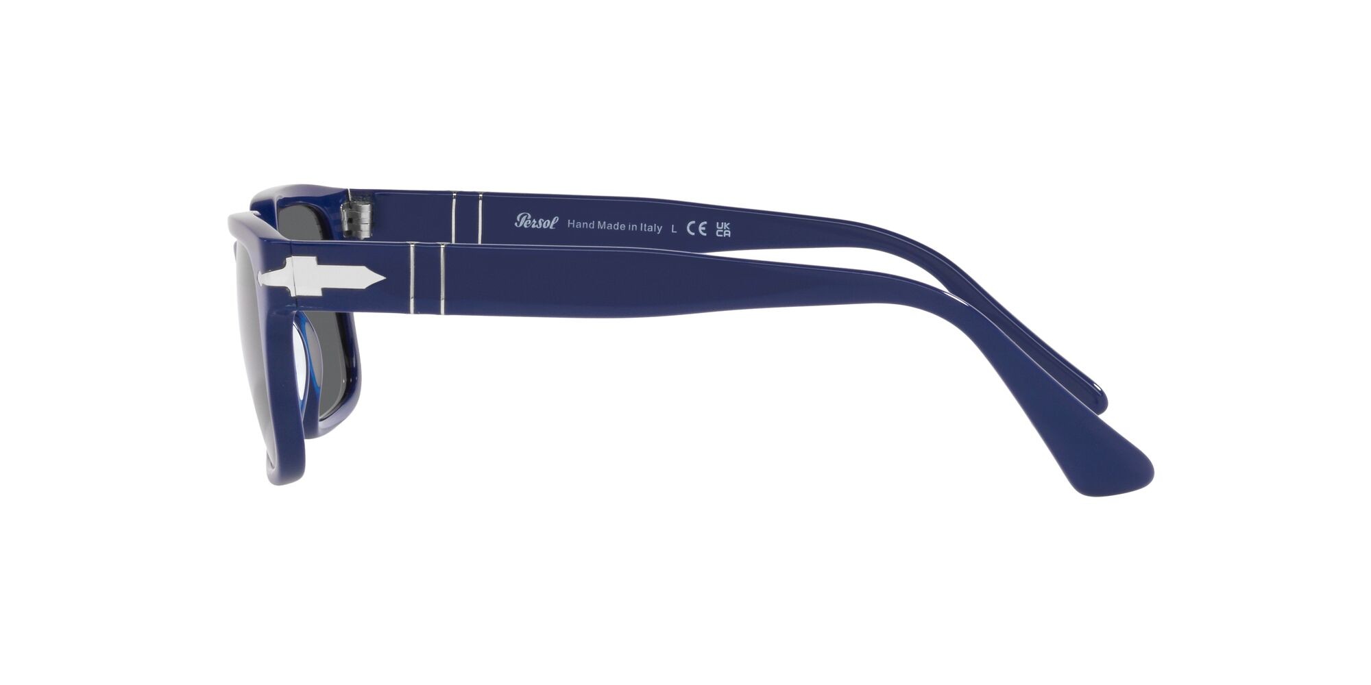 Occhiali da sole Persol PO 3272S (1170B1) colore blu tinta unita forma rettangolare lenti grigio scuro