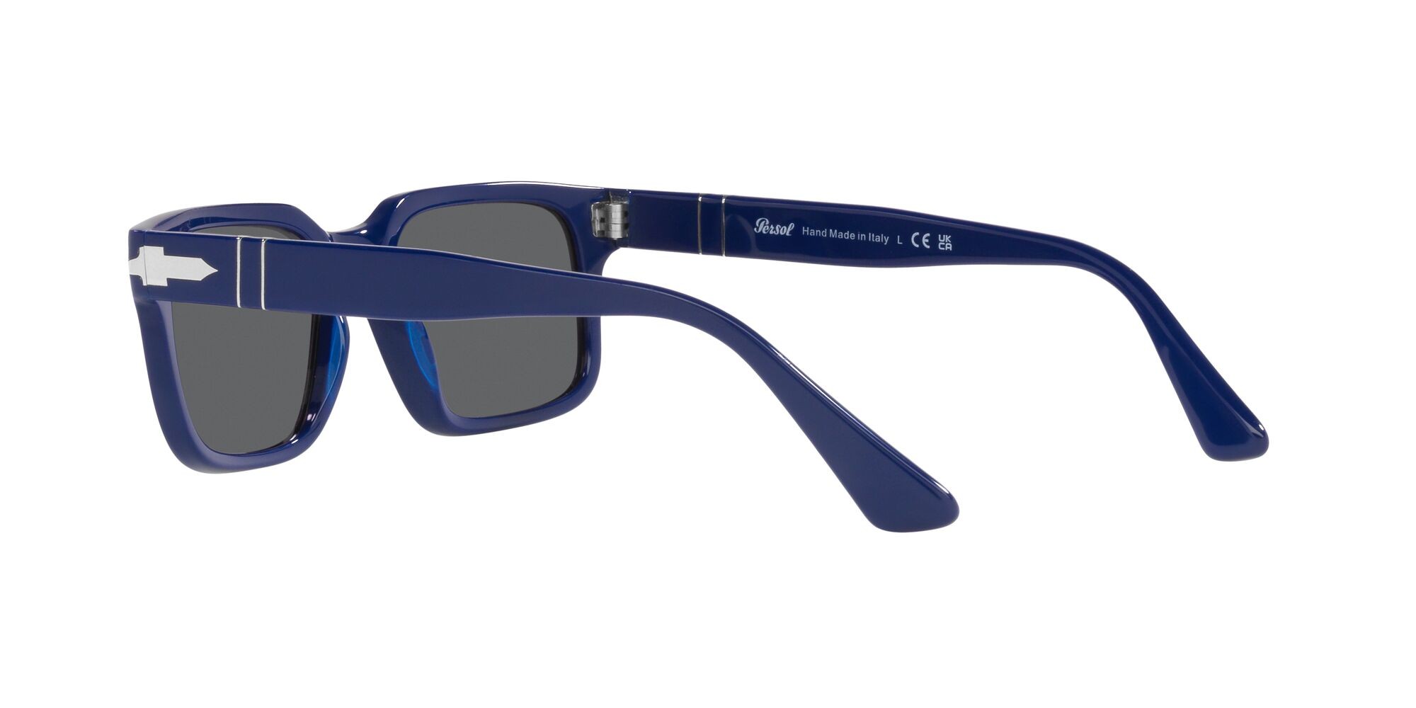 Occhiali da sole Persol PO 3272S (1170B1) colore blu tinta unita forma rettangolare lenti grigio scuro