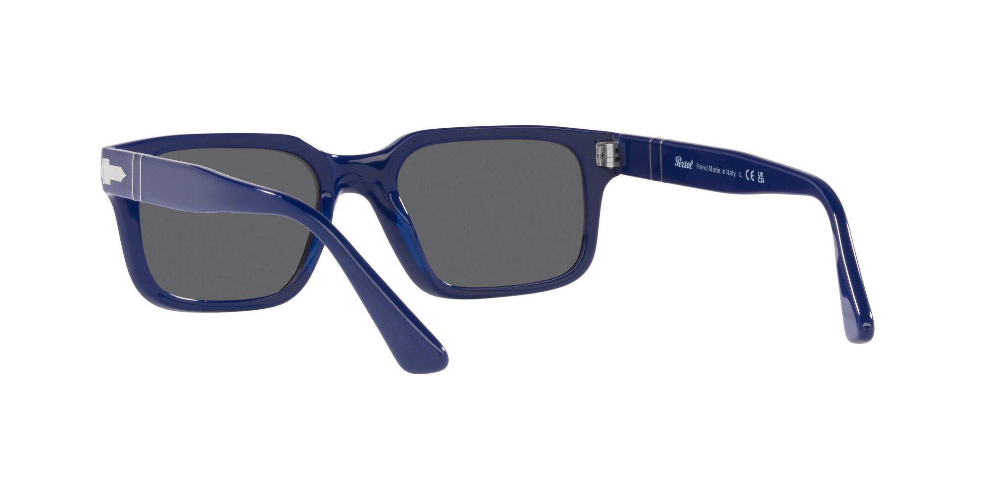 Occhiali da sole Persol PO 3272S (1170B1) colore blu tinta unita forma rettangolare lenti grigio scuro